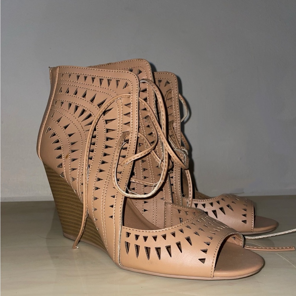 Size 8 light brown wedge heels